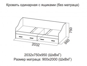 Кровать одинарная с ящиками (Без матраца 0,9*2,0) в Туринске - turinsk.магазин96.com | фото